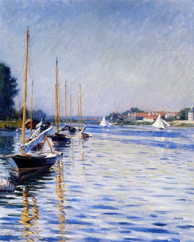 Barcos no Sena de Gustave Caillebotte